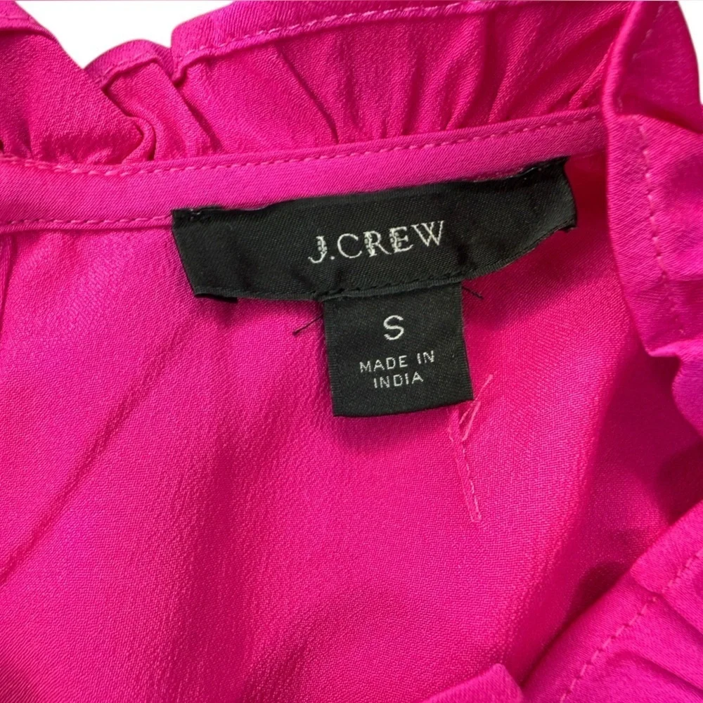 J. Crew Pink Puff Sleeve Ruffled Blouse